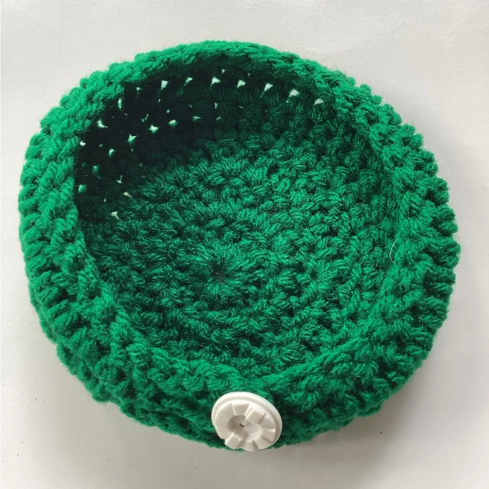 Handmade Coaster Set Holder Holiday Red White Green Crochet Christmas